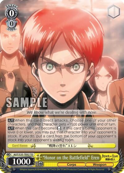 Image for "Honor on the Battlefield" Eren (Attack on Titan) (AOT/S35-TE02 TD) - Weiss Schwarz