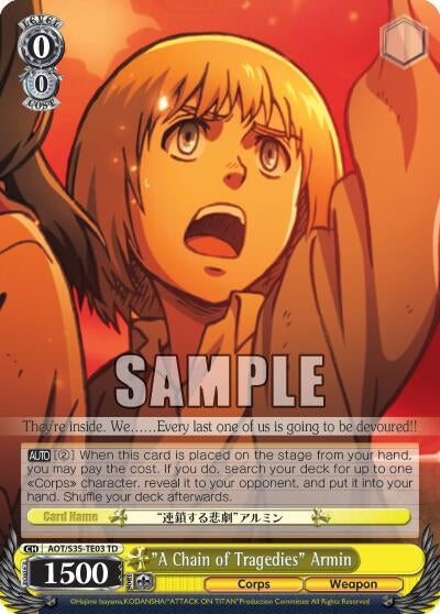 Image for "A Chain of Tragedies" Armin (Attack on Titan) (AOT/S35-TE03 TD) - Weiss Schwarz