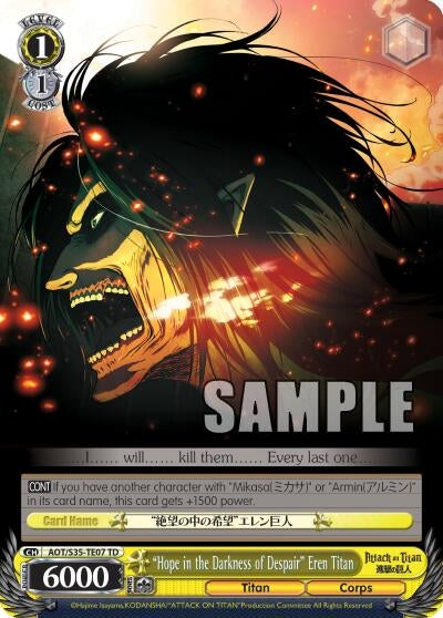 Image for "Hope in the Darkness of Despair" Eren TItan (Attack on Titan) (AOT/S35-TE07 TD) - Weiss Schwarz