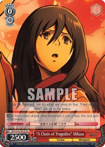 Image for "A Chain of Tragedies" Mikasa (Attack on Titan) (AOT/S35-TE14 TD) - Weiss Schwarz