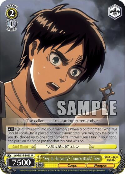 Image for "Key to Humanity's Counterattack" Eren (Attack on Titan) (AOT/S35-E013 U) - Weiss Schwarz