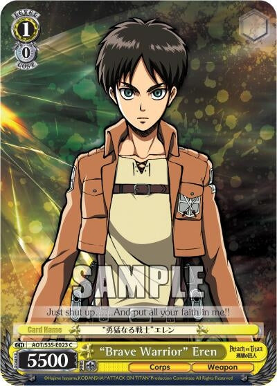 Image for "Brave Warrior" Eren (Attack on Titan) (AOT/S35-E023 C) - Weiss Schwarz