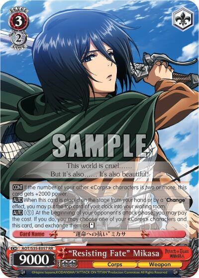 Image for "Resisting Fate" Mikasa (Attack on Titan) (AOT/S35-E057 RR) - Weiss Schwarz