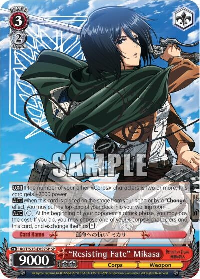 Image for "Resisting Fate" Mikasa (SP) (Attack on Titan) (AOT/S35-E057SP SP) - Weiss Schwarz