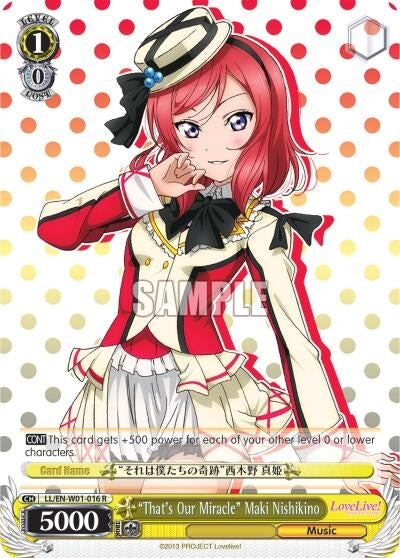 Image for "That's Our Miracle" Maki Nishikino (Love Live! DX) (LL/EN-W01-016 R) - Weiss Schwarz