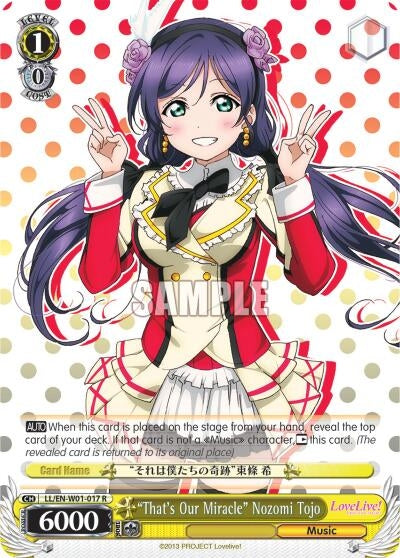 Image for "That's Our Miracle" Nozomi Tojo (Love Live! DX) (LL/EN-W01-017 R) - Weiss Schwarz