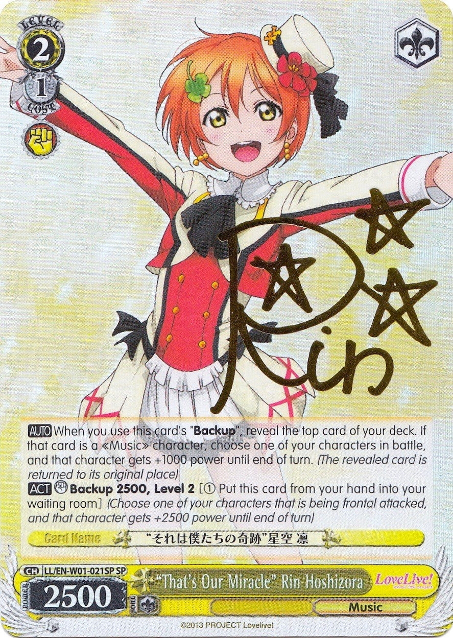 Image for "That's Our Miracle" Rin Hoshizora (SP) (Love Live! DX) (LL/EN-W01-021SP SP) - Weiss Schwarz