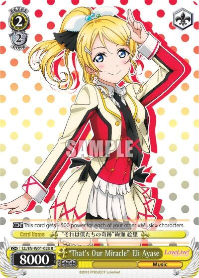Image for "That's Our Miracle" Eli Ayase (Love Live! DX) (LL/EN-W01-023 R) - Weiss Schwarz