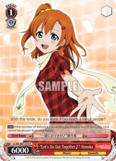 Image for "Let's Go Out Together~" Honoka (Love Live! DX) (LL/EN-W01-074 R) - Weiss Schwarz