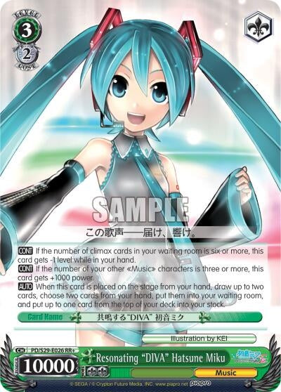 Image for Resonating "DIVA" Hatsune Miku (Hatsune Miku: Project DIVA F 2nd) (PD/S29-E026 RR+) - Weiss Schwarz