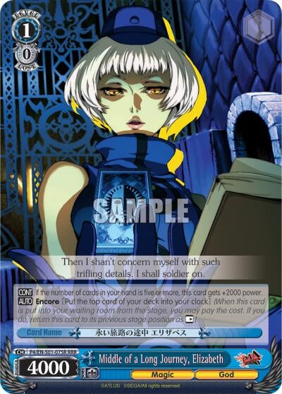 Image for Middle of a Long Journey, Elizabeth (RRR) (Persona 4 ver.E) (P4/EN-S01-075R RRR) - Weiss Schwarz