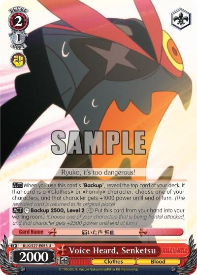 Image for Voice Heard, Senketsu (KILL la KILL) (KLK/S27-E053 U) - Weiss Schwarz