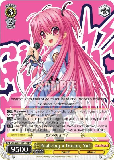 Image for Realizing a Dream, Yui (RRR) (Angel Beats! Re:Edit) (AB/W31-E011R RRR) - Weiss Schwarz