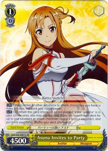 Image for Asuna Invites to Party (SR) (Sword Art Online) (SAO/S20-E001S SR) - Weiss Schwarz