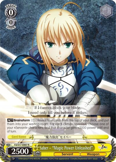 Image for Saber - "Magic Power Unleashed" (Fate/Zero) (FZ/S17-E007 R) - Weiss Schwarz