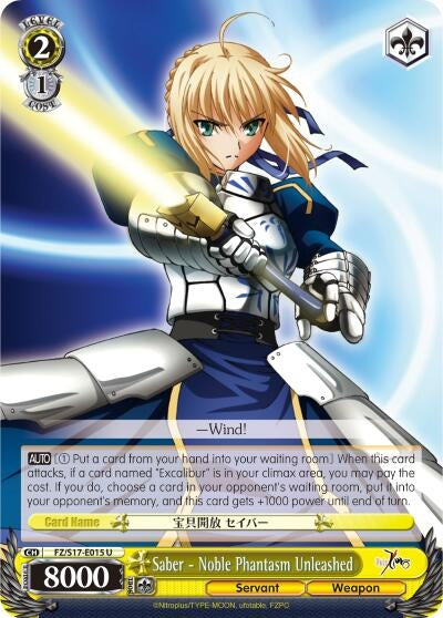 Image for Saber - Noble Phantasm Unleashed (Fate/Zero) (FZ/S17-E015 U) - Weiss Schwarz