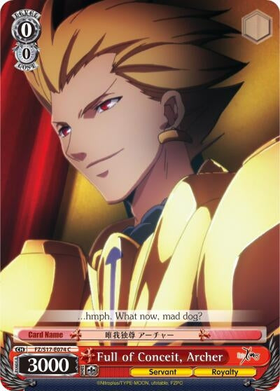 Image for Full of Conceit, Archer (Fate/Zero) (FZ/S17-E074 C) - Weiss Schwarz