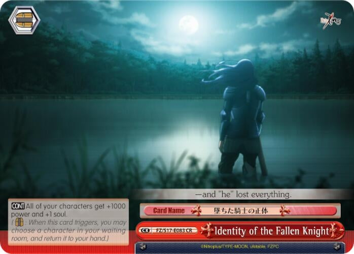Image for Identity of the Fallen Knight (Fate/Zero) (FZ/S17-E083 CR) - Weiss Schwarz