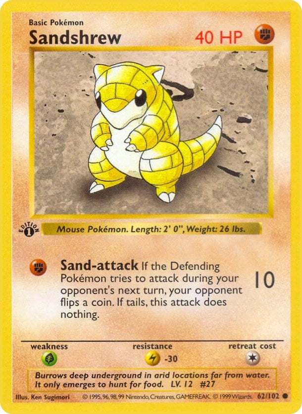 Image for Sandshrew (Base Set (Shadowless)) (062/102) - Pokemon