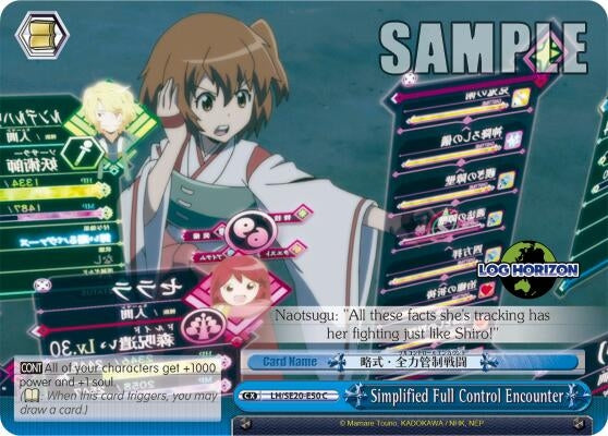 Image for Simplified Full Control Encounter (LOG HORIZON) (LH/SE20-E50 CC) - Weiss Schwarz