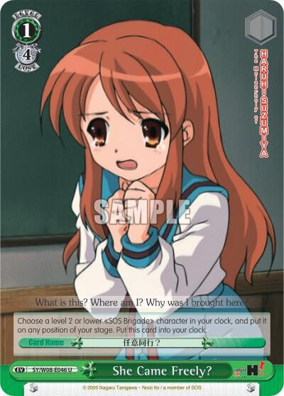 Image for She Came Freely? (The Melancholy of Haruhi Suzumiya) (SY/W08-E046 U) - Weiss Schwarz