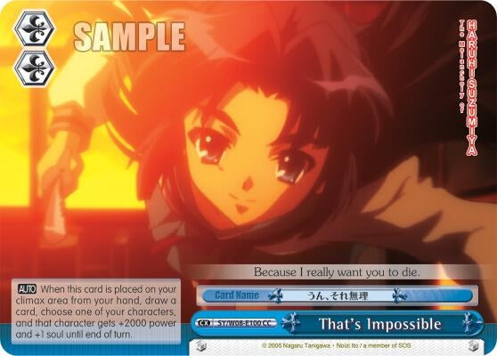 Image for That's Impossible (The Melancholy of Haruhi Suzumiya) (SY/W08-E100 CC) - Weiss Schwarz