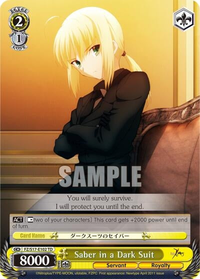 Image for Saber in a Dark Suit (TD) (Fate/Zero) (FZ/S17-E102 TD) - Weiss Schwarz