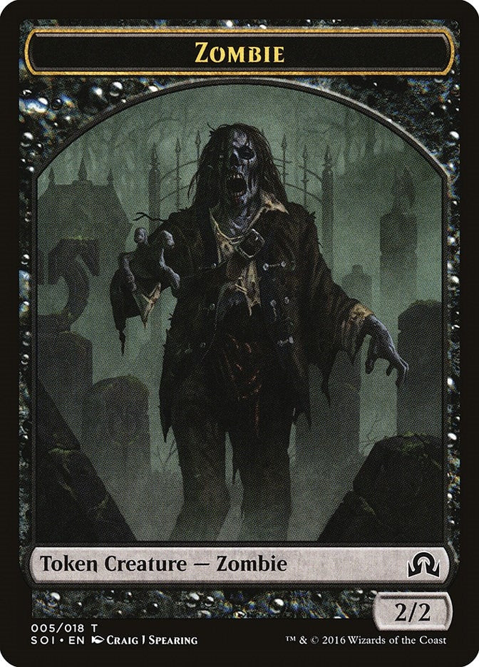 Image for Zombie Token (Shadows over Innistrad) (5) - Magic: The Gathering