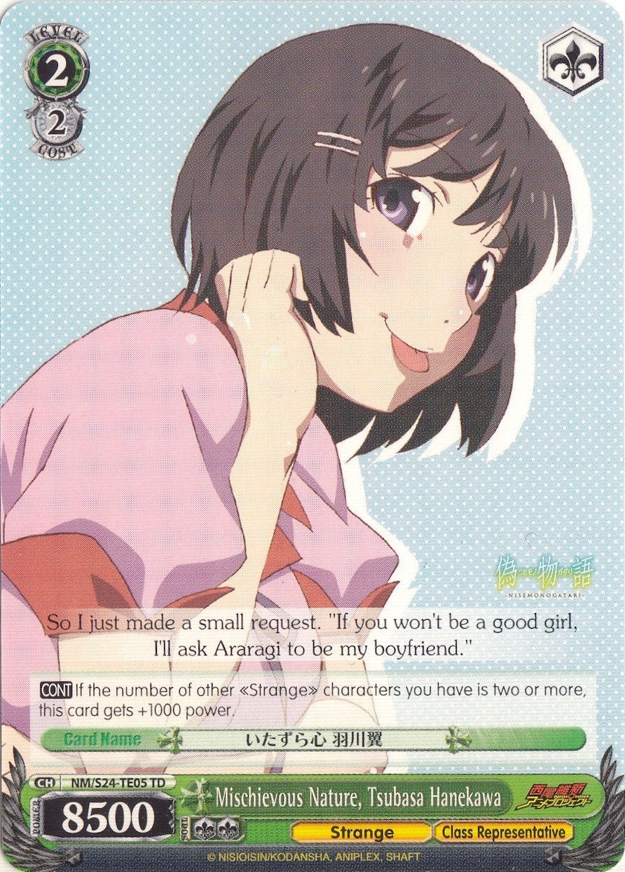Image for Mischievous Nature, Tsubasa Hanekawa (TD) (NISEMONOGATARI) (NM/S24-TE05	TD) - Weiss Schwarz