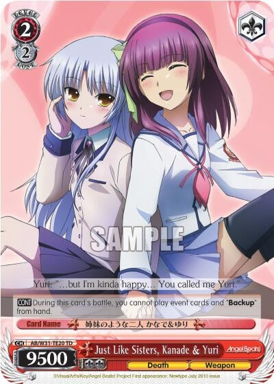 Image for Just Like Sisters, Kanade & Yuri (Angel Beats! Re:Edit) (AB/W31-TE20 TD) - Weiss Schwarz