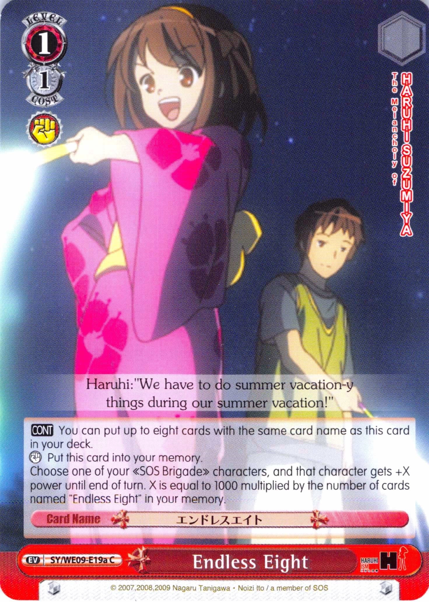 Image for Endless Eight (A) (The Melancholy of Haruhi Suzumiya Extra Booster) (SY/WE09-E19a) - Weiss Schwarz