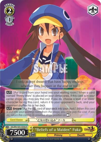 Image for "Beliefs of a Maiden" Fuka (Disgaea) (DG/EN-S03-E006 R) - Weiss Schwarz