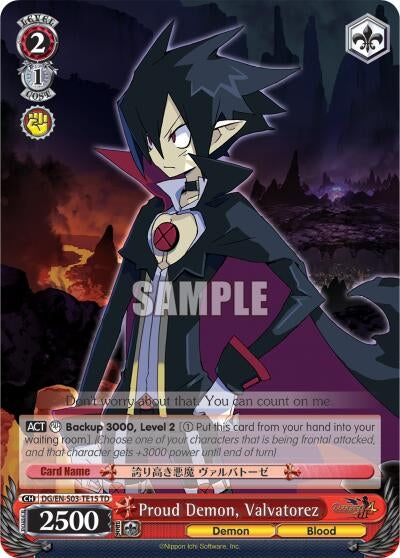 Image for Proud Demon, Valvatorez (Disgaea) (DG/EN-S03-TE15 TD) - Weiss Schwarz