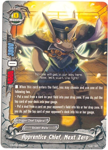 Image for Apprentice Chief, Next Zero (Roar! Invincible Dragon!!) (D-BT02/0097EN) - Future Card BuddyFight