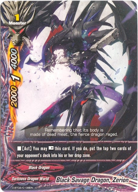 Image for Black Savage Dragon, Zerion (Roar! Invincible Dragon!!) (D-BT02/0108EN) - Future Card BuddyFight