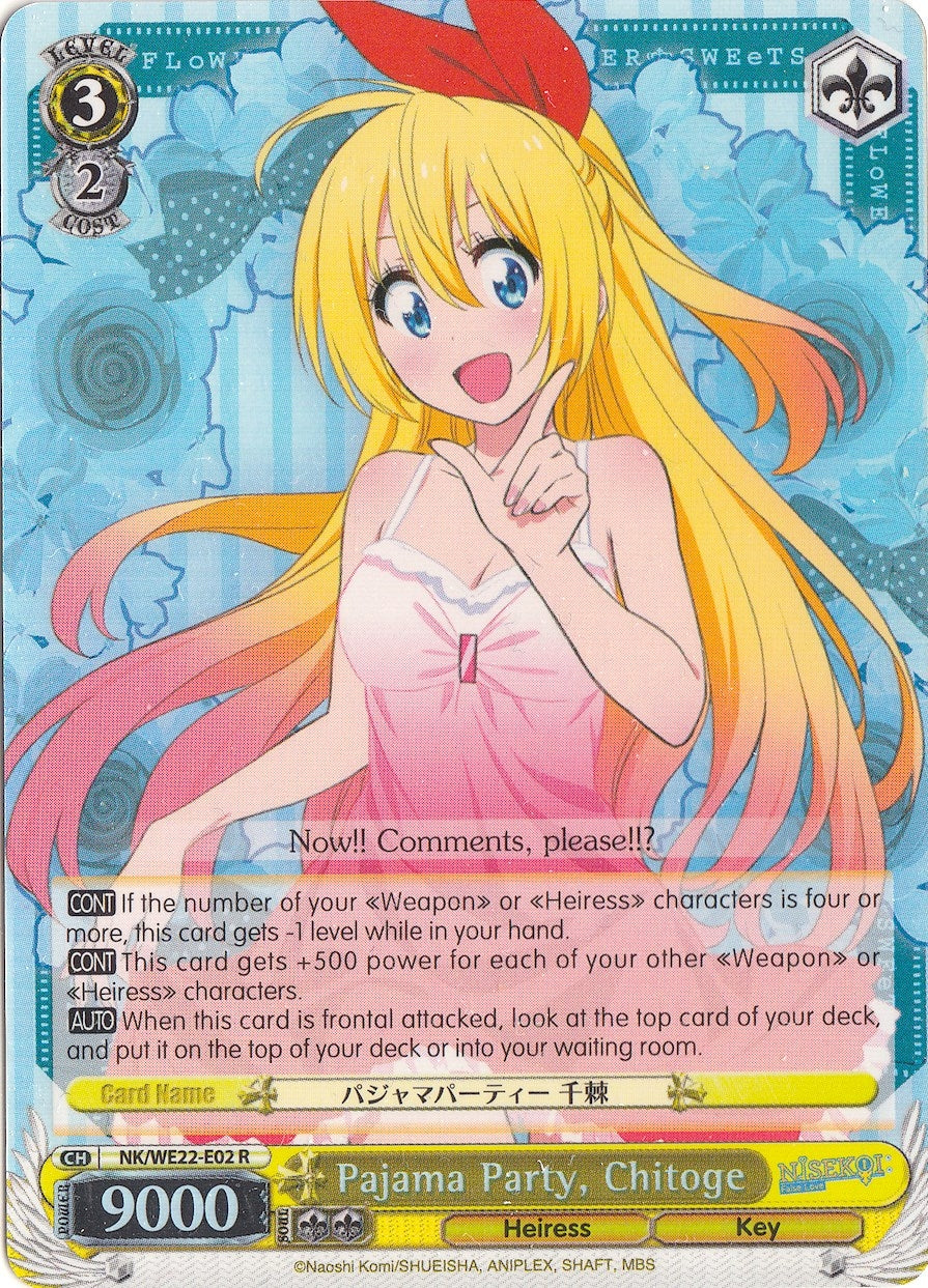 Image for Pajama Party, Chitoge (Parallel Foil) (NISEKOI Extra Booster) (NK/WE22-E02) - Weiss Schwarz