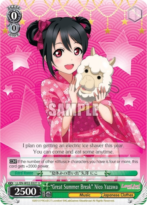 Image for "Great Summer Break" Nico Yazawa (Love Live! DX Vol.2) (LL/EN-W02-E021 U) - Weiss Schwarz