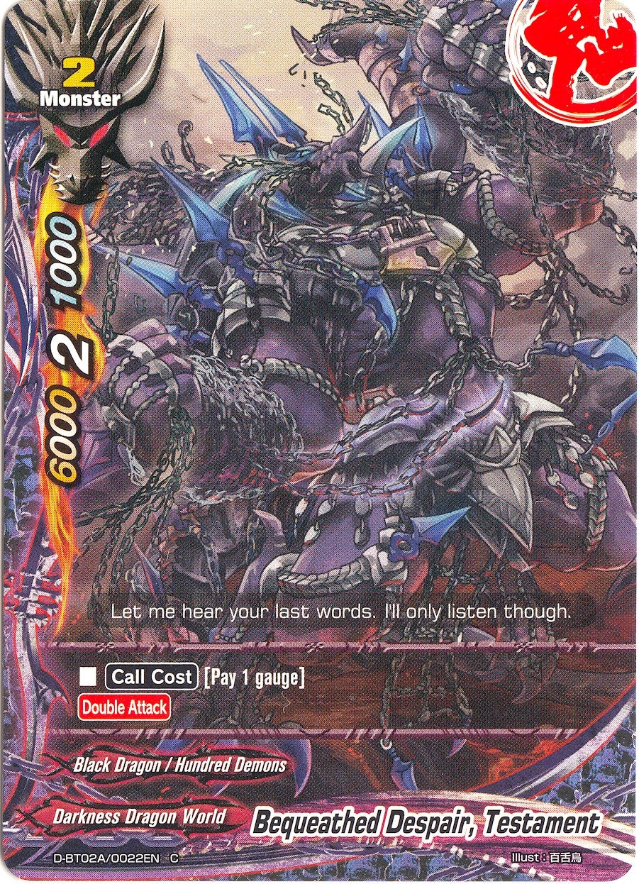 Image for Bequeathed Despair, Testament (Four Dimensions) (D-BT02A/0022EN) - Future Card BuddyFight