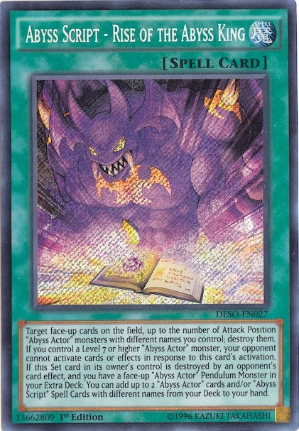Image for Abyss Script - Rise of the Abyss King (Destiny Soldiers) (DESO-EN027) - YuGiOh