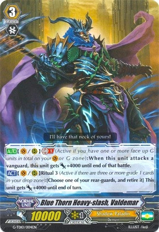 Image for Blue Thorn Heavy-slash, Valdemar (G-TD10: Ritual of Dragon Sorcery) (G-TD10/004EN) - Cardfight Vanguard