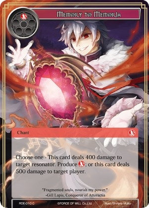 Image for Memory to Memoria (Return of the Dragon Emperor) (RDE-010) - Force of Will