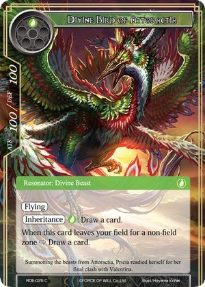 Image for Divine Bird of Attoractia (Return of the Dragon Emperor) (RDE-025) - Force of Will