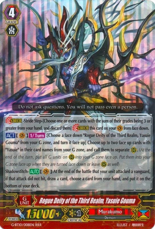 Image for Rogue Deity of the Third Realm, Yasuie Gouma (G-BT10: Raging Clash of the Blade Fangs) (G-BT10/008EN) - Cardfight Vanguard