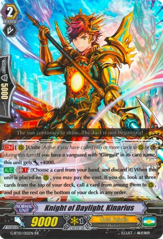 Image for Knight of Daylight, Kinarius (G-BT10: Raging Clash of the Blade Fangs) (G-BT10/012EN) - Cardfight Vanguard