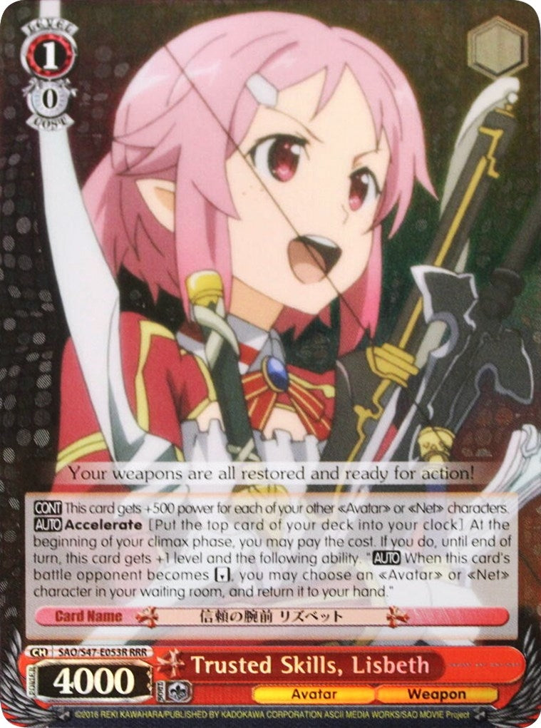 Image for Trusted Skills, Lisbeth (RRR) (Sword Art Online Re: Edit) (SAO/S47-E053R RRR) - Weiss Schwarz