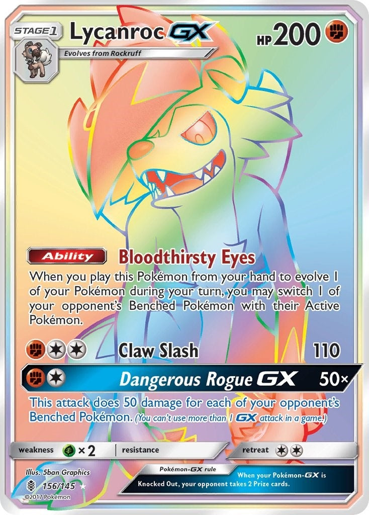 Image for Lycanroc GX (Secret) (SM - Guardians Rising) (156/145) - Pokemon