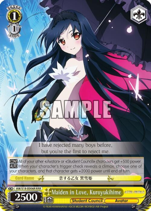 Image for Maiden in Love, Kuroyukihime (RRR) (Accel World) (AW/S18-E006R RRR) - Weiss Schwarz