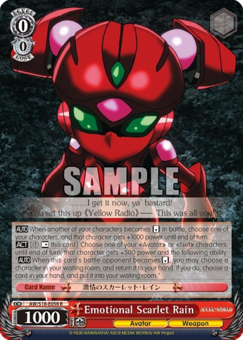 Image for Emotional Scarlet Rain (Accel World) (AW/S18-E058 R) - Weiss Schwarz