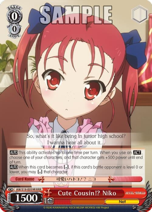 Image for Cute Cousin!? Niko (RRR) (Accel World) (AW/S18-E059R RRR) - Weiss Schwarz