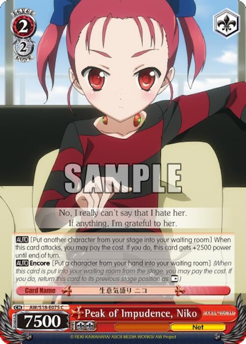Image for Peak of Impudence, Niko (Accel World) (AW/S18-E075 C) - Weiss Schwarz